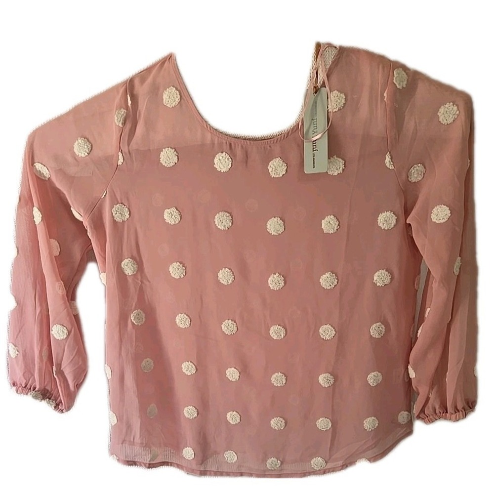Yuni Los Angeles Women's M Pink Long Sleeve Lightweight Casual Top Shirt Blouse